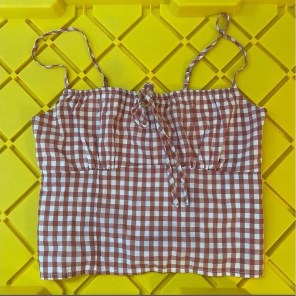 NWOT A&F Gingham Spaghetti Strap Crop Tank Top